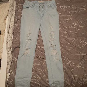 Levi's 721 High Rise Distressed Skinny Jeans